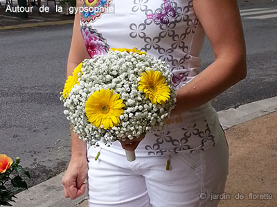 Bouquet de mariée rond à base de gypsophile