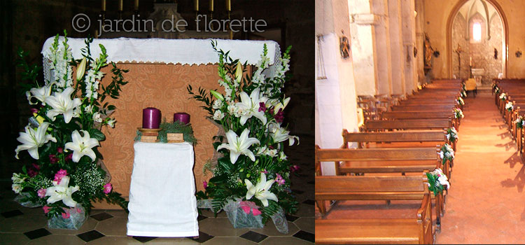 Décoration florale de l'église de Jouques