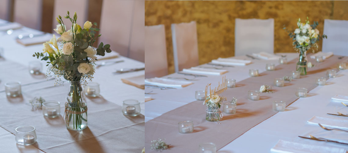 Décoration de la table d'honneur-fleuriste-mariage-Jouques-Peyrolles