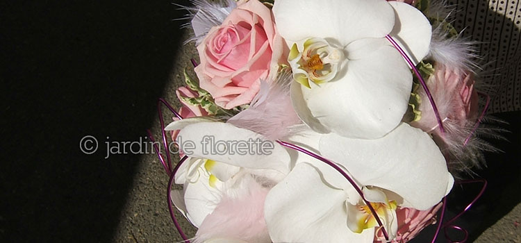 Bouquet cascade orchidées - blanc et rose