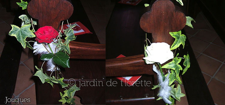 Décoration florale - bancs de l'église de Jouques