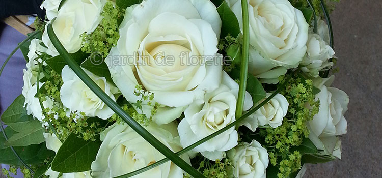 Bouquet de roses - blanc et vert