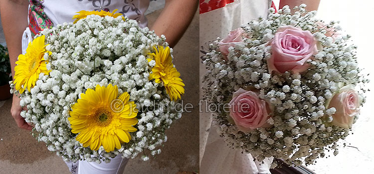Bouquet de mariée rond à base de gypsophile