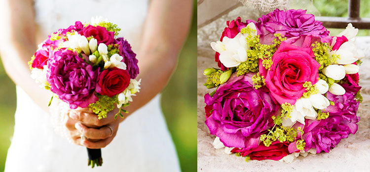 Bouquet de mariée rond à base de roses Piaget
