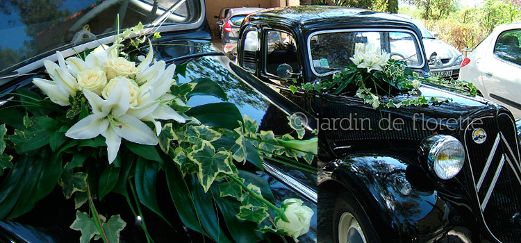 Décoration florale d'une voiture ancienne